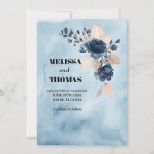 Blue Floral Watercolor Ankündigung Datum freihalte (Vorderseite)