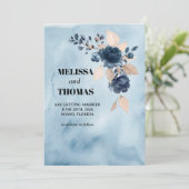 Blue Floral Watercolor Ankündigung Datum freihalte (Stehend Vorderseite)