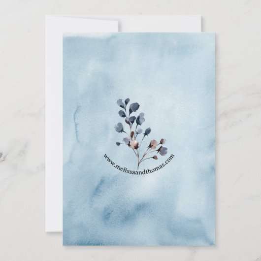 Blue Floral Watercolor Ankündigung Datum freihalte (Rückseite)