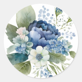 Blue Floral Watercolor Aufkleber, Umschlag Aufkleb Runder Aufkleber