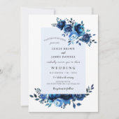 Blue Floral Watercolor Blume Hochzeit Einladungen (Vorderseite)