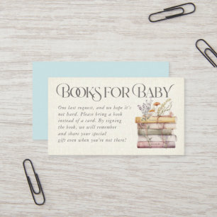 Blue Floral Watercolor Books for Baby Card Visitenkarte