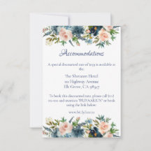 Blue Floral Watercolor Details Beilage Karte