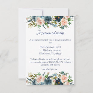 Blue Floral Watercolor Details Beilage Karte