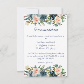 Blue Floral Watercolor Details Beilage Karte