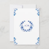 Blue Floral Watercolor Frame Response Card RSVP Karte (Rückseite)