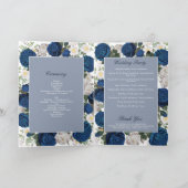Blue Floral Watercolor Hochzeitsorden Programm (Innenseite)