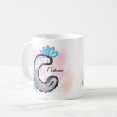 Blue Floral Watercolor Letter C Kaffeetasse (Vorderseite Links)