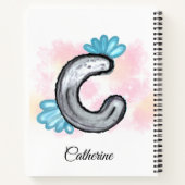 Blue Floral Watercolor Lettter C Notizblock (Rückseite)