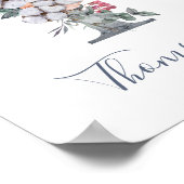 Blue Floral Watercolor Monogram T Nachname Poster (Ecke)