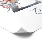 Blue Floral Watercolor Monogram Z Nachname Poster (Ecke)