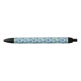 Blue Floral Watercolor Pen Black Ink Kugelschreiber