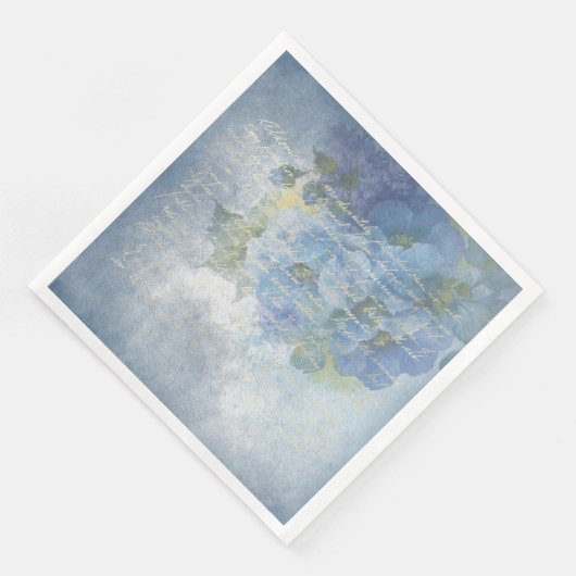 Blue Floral Watercolor Poppies Decoupage Serviette (Ecke)