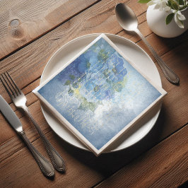 Blue Floral Watercolor Poppies Decoupage Serviette