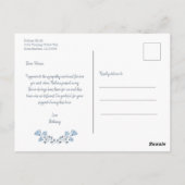 Blue Floral watercolor Vielen Dank Postkarte (Rückseite)