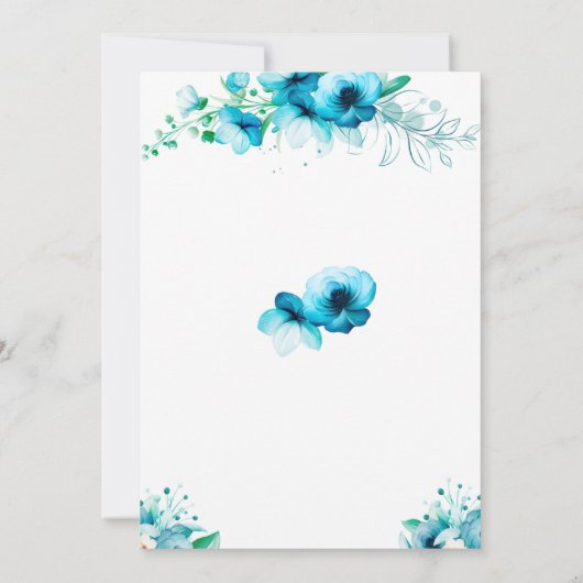 Blue Floral Wedding A-Z Brautparty Game Cards Einladung (Rückseite)