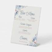 Blue Floral Wedding Bar Sign Sockelschild (Vorderseite)