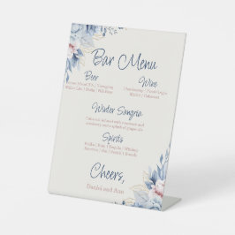 Blue Floral Wedding Bar Sign Sockelschild