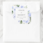 Blue Floral Wedding Cake Box Gefälligkeitsaufklebe Quadratischer Aufkleber (Tasche)