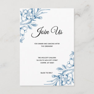 Blue Floral Wedding Card Begleitkarte