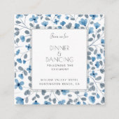 Blue Floral Wedding Card Begleitkarte (Vorderseite)