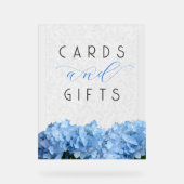 Blue Floral Wedding Cards n Gifts Table Acrylschild (Vorderseite)