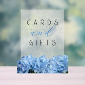 Blue Floral Wedding Cards n Gifts Table Acrylschild (Neutral)