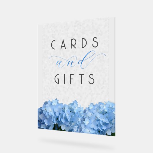 Blue Floral Wedding Cards n Gifts Table Acrylschild (Winkel)