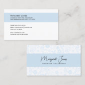 Blue Floral Wedding Celebrant Business Card Visitenkarte (Vorne/Hinten)