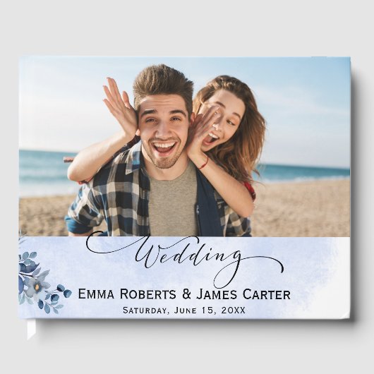 Blue Floral Wedding Classic Gästebuch (Vorderseite)