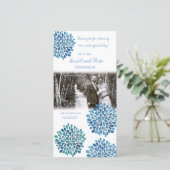 Blue Floral Wedding Danke Card (Stehend Vorderseite)