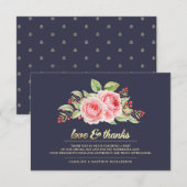 Blue Floral Wedding Danke Karten (Vorne/Hinten)