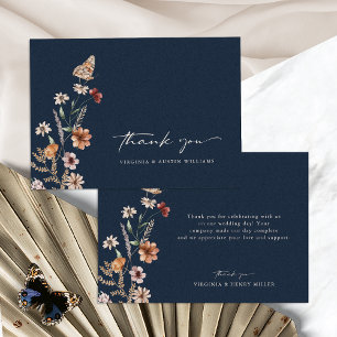 Blue Floral Wedding Dankeschön Karte