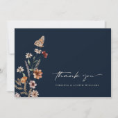 Blue Floral Wedding Dankeschön Karte (Vorderseite)