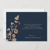 Blue Floral Wedding Dankeschön Karte (Rückseite)