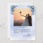 Blue Floral Wedding Dankeschön Karten (Rückseite)