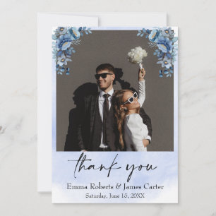 Blue Floral Wedding Dankeschön Karten