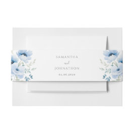 Blue Floral Wedding Einladung Bauchband Einladungsbanderole