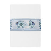 Blue Floral Wedding Einladungsbanderole (Rückseitenbeispiel)