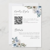 Blue Floral Wedding Elegant Watercolor QR Code Einladung (Rückseite)
