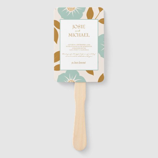 Blue Floral Wedding Fächer (Vorderseite)