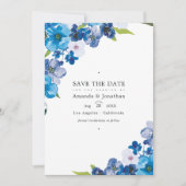 Blue Floral Wedding Foto Save The Date (Vorderseite)