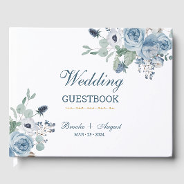 Blue Floral Wedding Gästebuch