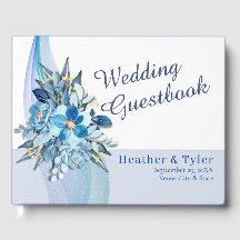 Blue Floral Wedding Guest Book