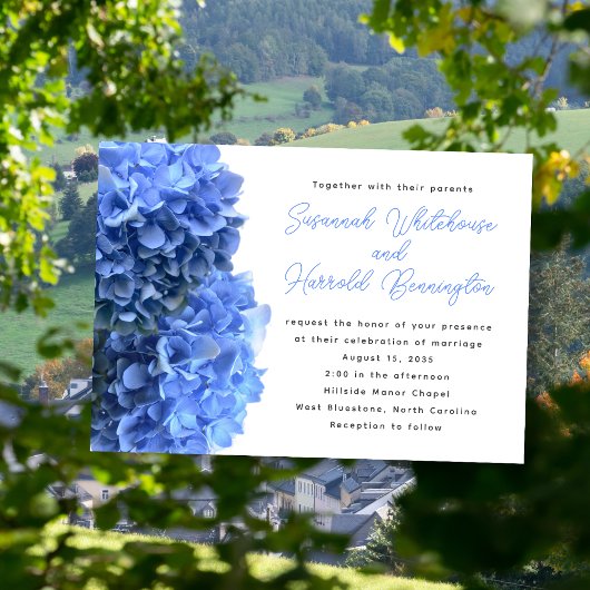 Blue Floral Wedding Invitations Einladung