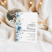 Blue Floral Wedding Jubiläum Einladung