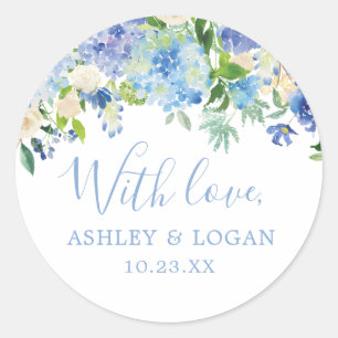 Blue Floral Wedding mit Liebe Gefallen Sticker