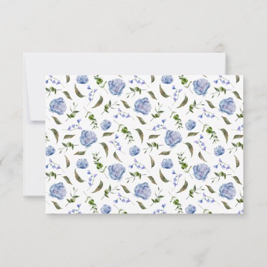 Blue Floral Wedding QR Code RSVP Card (Rückseite)