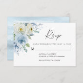 Blue Floral Wedding Response Card RSVP Karte (Vorne/Hinten)