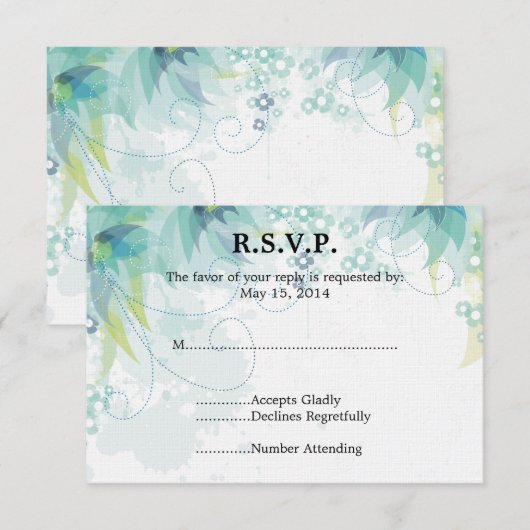 Blue Floral Wedding RSVP (Vorne/Hinten)
